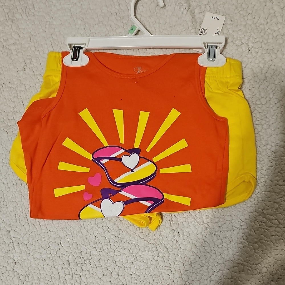 The Children's Place Orange Tank Top/Yellow Accents/yellow/orange Shorts